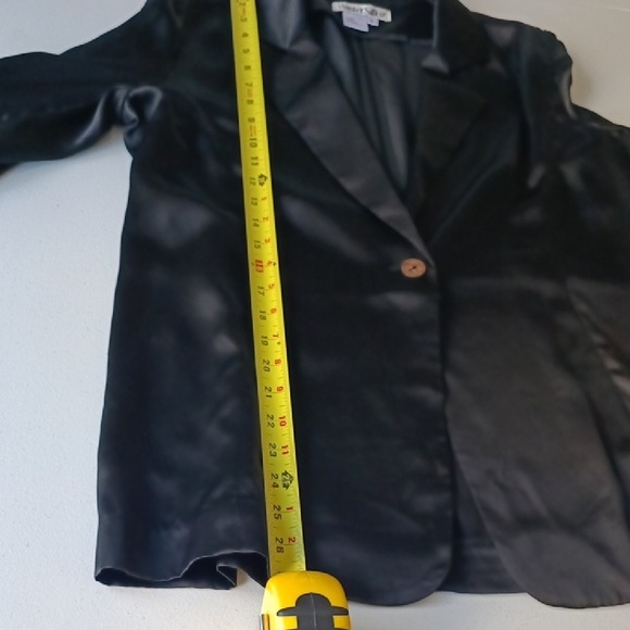 WinterSilks Size M Luxurious Heavy Drapy Silk Satin Black Blazer - Picture 8 of 12